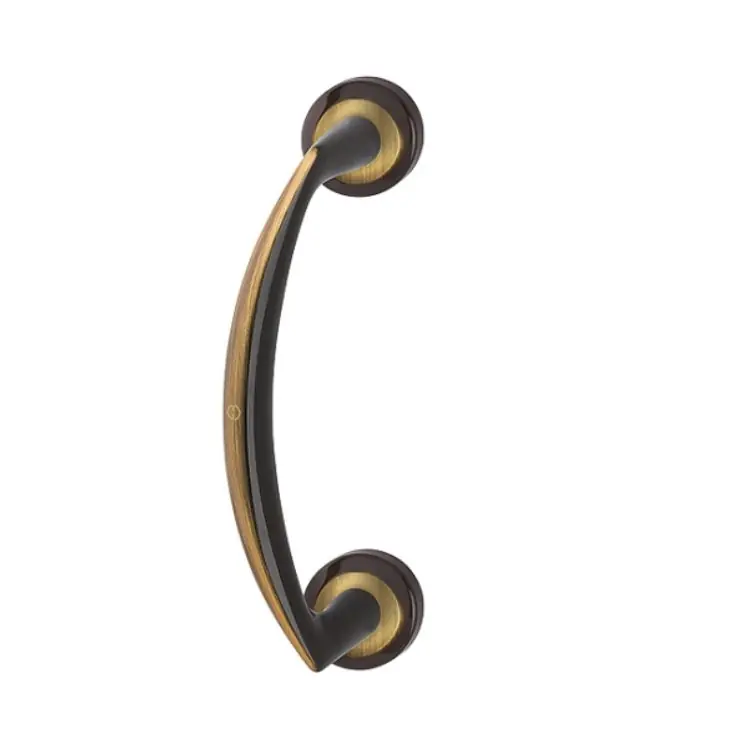 Maniglione zancato Vitoria Hoppe per porta, interasse 210 mm, su rosetta tonda 52 mm, Ottone finitura Bronzato F73 Lage Kosten