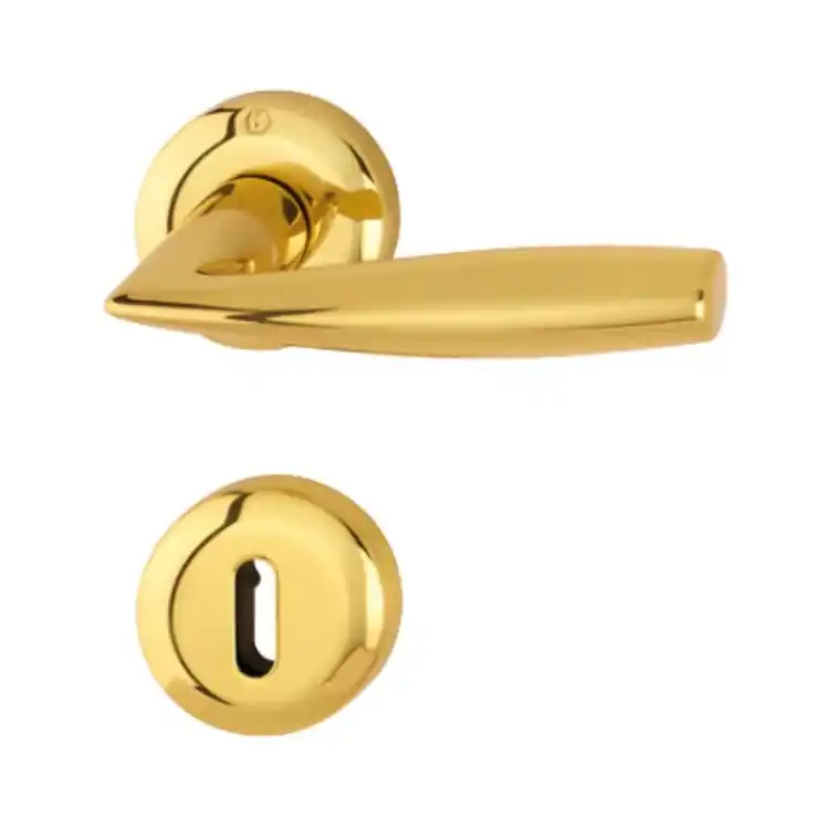 Alleen Vandaag Maniglia Vitoria Hoppe per porta interna, rosetta e bocchetta tonda foro Patent, quadro 8 mm, spessore porta 32-47 mm, Ottone finitura Lucido F71