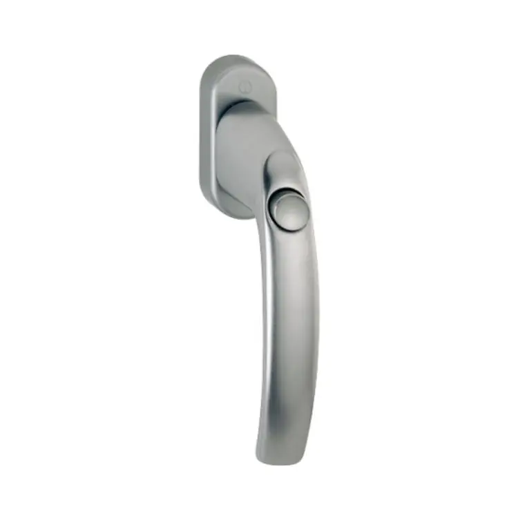Hoge Kwaliteit Maniglia martellina Dk Atlanta Hoppe per serramento con Pulsante, lunghezza quadro 7x45 mm, Alluminio finitura Titanio F9
