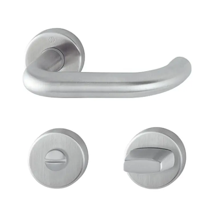 Gereduceerde Prijs Maniglia Paris Hoppe per porta interna, rosetta e nottolino Wc, quadro 8 mm, spessore porta 40-45 mm, Acciaio Inox finitura Satinato F69