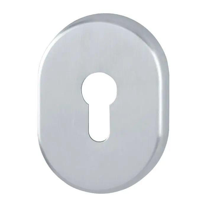 Bocchetta M830S Hoppe per porta Blindata, foro Yale, dimensione 86x62 mm, Ottone finitura Cromo Satinato Resista F41-R Seizoensaanbieding
