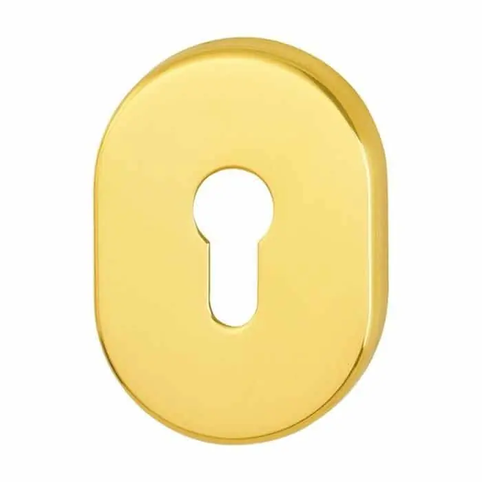 Bocchetta M830S Hoppe per porta Blindata, foro Yale, dimensione 86x62 mm, Ottone finitura Lucido F71 Express Levering