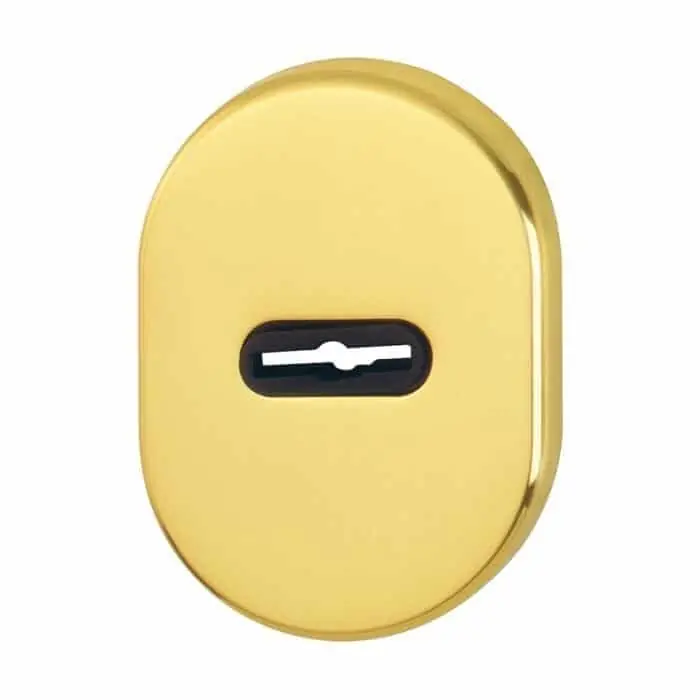 Merkproduct Bocchetta M830S Hoppe per porta Blindata, foro a doppia mappa, dimensione 86x62 mm, Ottone finitura Lucido F71