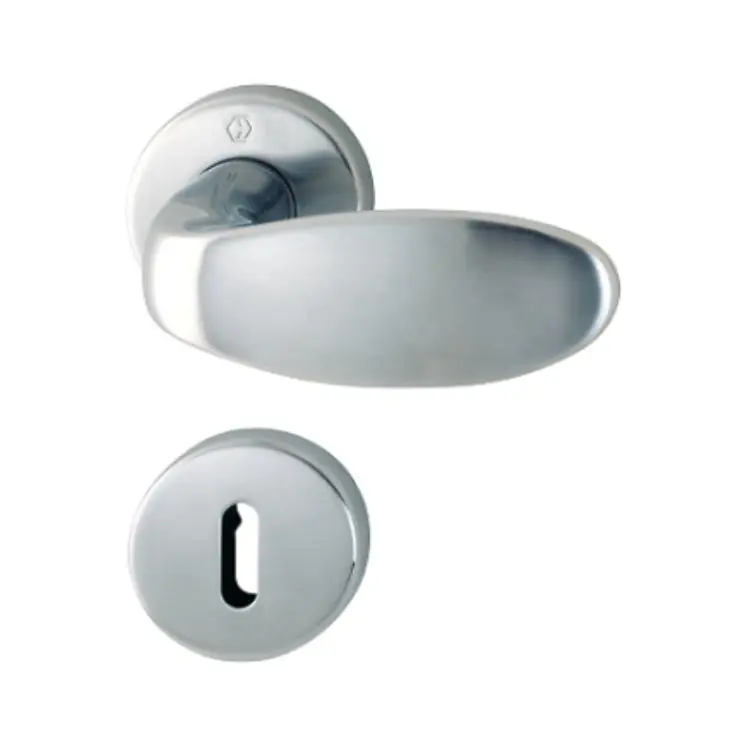 Maniglia Genova Hoppe per porta interna, rosetta e bocchetta tonda foro Patent, quadro 8 mm, spessore porta 32-48 mm, Ottone Cromo Lucido/Satinato Resista F45-R Gereduceerde Prijs