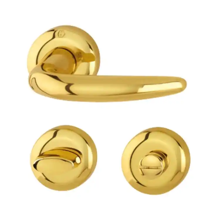 Gereduceerde Prijs Maniglia Atlanta Hoppe per porta interna, rosetta e nottolino Wc, quadro 8 mm, spessore porta 40-47 mm, Ottone finitura Lucido F71