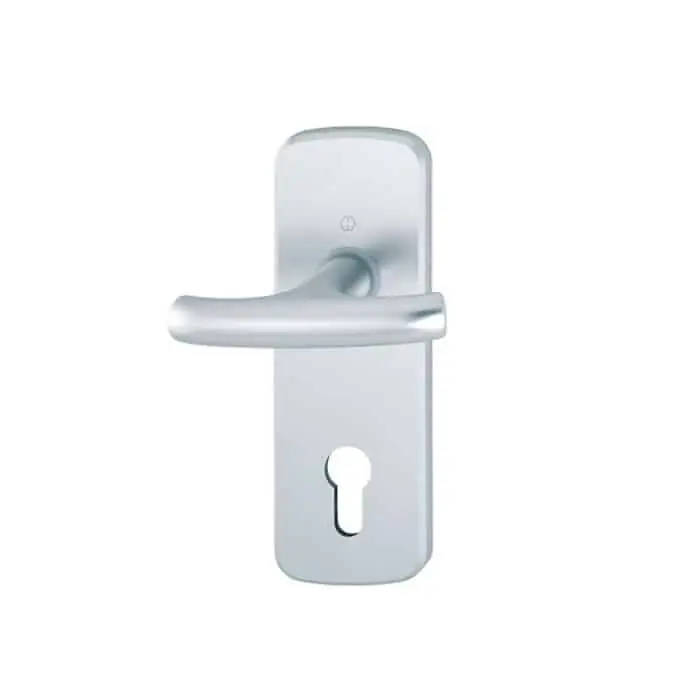 Superprijs Maniglia Hoppe modello Tôkyô per porta basculante, con placca corta esterna, foro cilindro, in Alluminio, finitura Argento