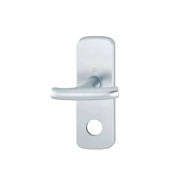 Maniglia Hoppe modello Tôkyô per porta basculante, con placca corta esterna, foro cilindro tondo, in Alluminio, finitura Argento Exclusieve Aanbieding