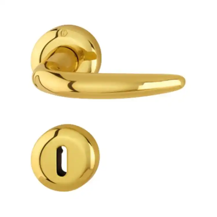 Op = Op Maniglia Atlanta Hoppe per porta interna, rosetta e bocchetta tonda foro Patent, quadro 8 mm, spessore porta 32-47 mm, Ottone finitura Lucido F71