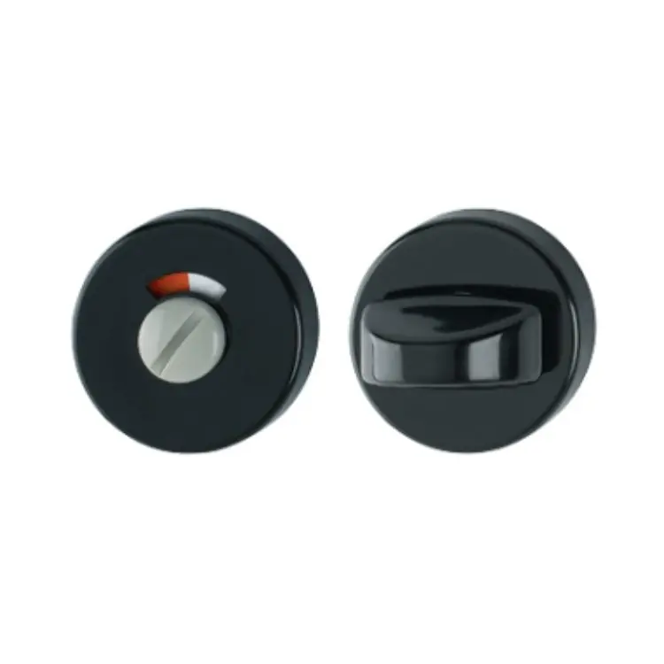 Direct Beschikbaar Nottolino Wc tondo 42KS Hoppe per porta interna, con indicatore, diametro 52x9 mm, quadro 5-8 mm, spessore porta 45 mm, Alluminio finitura Nero Intenso F9005