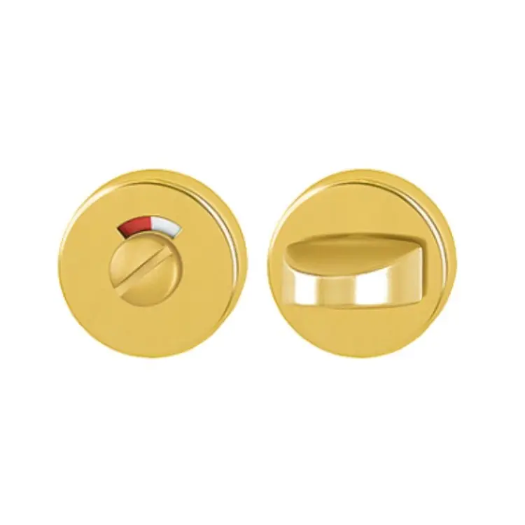 Nottolino Wc tondo 42KS Hoppe per porta interna, con indicatore, diametro 52x9 mm, quando 5-8 mm, spessore porta 45 mm, Alluminio finitura Oro F3 Must-Have