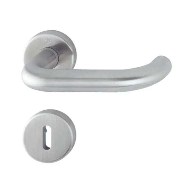 Maniglia Paris Hoppe per porta interna, rosetta e bocchetta tonda foro Patent, quadro 8 mm, spessore porta 35-45 mm, Acciaio Inox finitura Satinato F69 Gecertificeerd