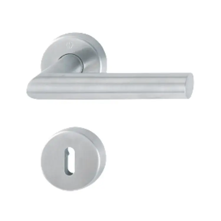 Lage Prijs Maniglia Amsterdam Hoppe per porta interna, rosetta e bocchetta tonda, foro Patent, quadro 8 mm, spessore porta 35-45 mm, foro Patent, Acciaio Inox finitura Satinato F69