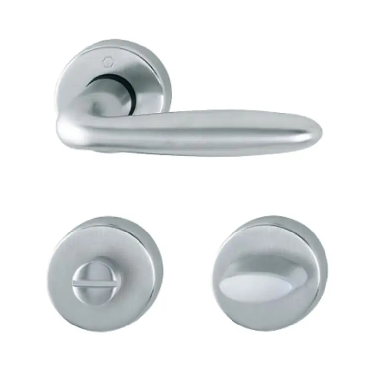 Beperkte Voorraad Maniglia Verona Hoppe per porta interna, rosetta e nottolino Wc, quadro 8 mm, spessore porta 38-47 mm, Ottone finitura Cromo Satinato Resista F41-R
