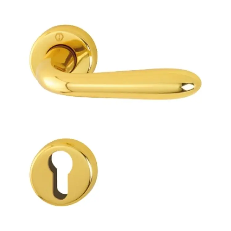 Maniglia Santiago Hoppe per porta interna, rosetta e bocchetta tonda foro Yale, quadro 8 mm, spessore porta 38-47 mm, Ottone finitura Lucido F71 Beste Prijs