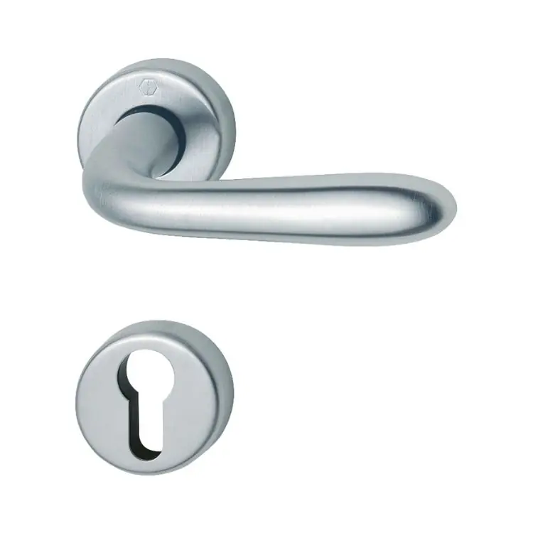 Beperkt Aanbod Maniglia Santiago Hoppe per porta interna, rosetta e bocchetta tonda foro Yale, quadro 8 mm, spessore porta 38-47 mm, Ottone finitura Cromo Satinato F41