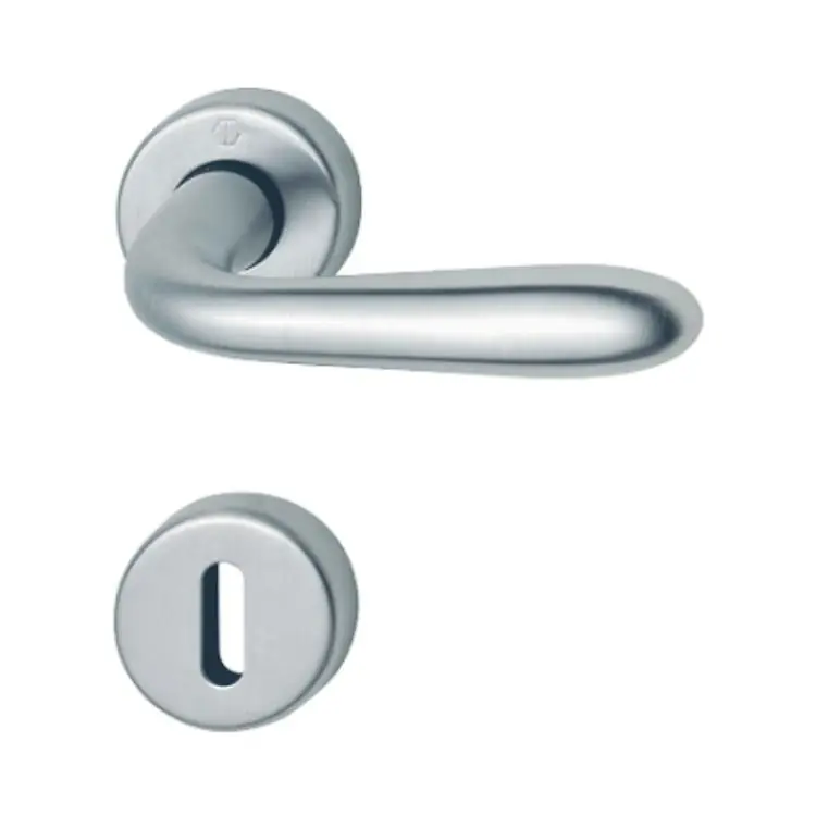 Koopje Maniglia Santiago Hoppe per porta interna, rosetta e bocchetta tonda foro Patent, quadro 8 mm, spessore porta 38-47 mm, Ottone finitura Cromo Satinato F41