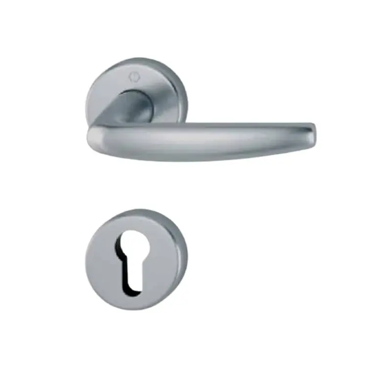 Maniglia Atlanta Hoppe per porta interna, rosetta e bocchetta tonda foro Yale, quadro 8 mm, spessore porta 45-55 mm, Alluminio finitura Titanio F9 Koop Vandaag