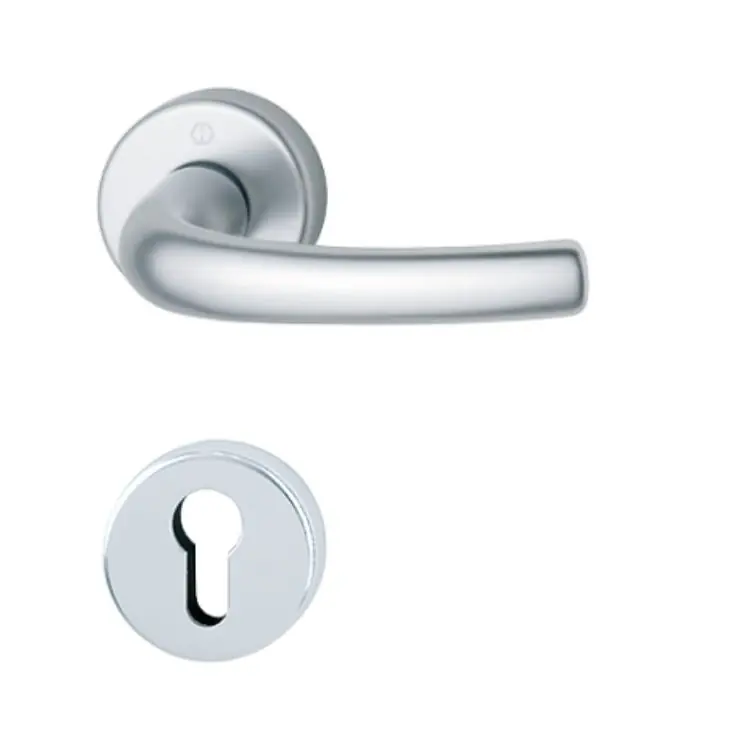 Exclusieve Aanbieding Maniglia Tokyo Hoppe per porta interna, rosetta e bocchetta tonda foro Yale, quadro 8 mm, spessore porta 68-72 mm, Alluminio finitura Argento F1