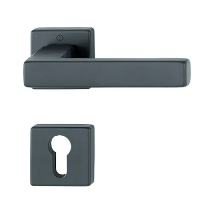 Superprijs Maniglia Toulon Hoppe per porta interna, rosetta e bocchetta quadra foro Yale, quadro 8 mm, spessore porta 75-80 mm, Alluminio finitura Nero Opaco F9714M