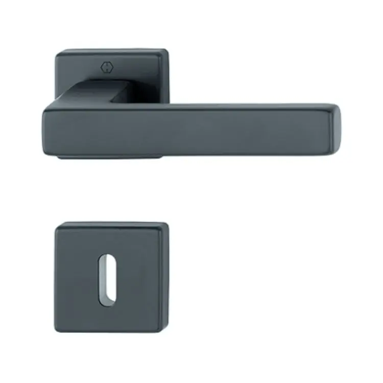 Op = Op Maniglia Toulon Hoppe per porta interna, rosetta e bocchetta quadra foro Patent, quadro 8 mm, spessore porta 37-47 mm, Alluminio finitura Nero Opaco F9714M
