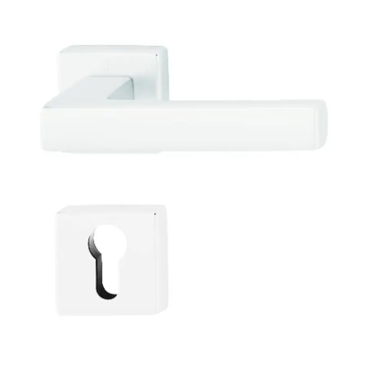 Koop Vandaag Maniglia Toulon Hoppe per porta interna, rosetta e bocchetta quadra foro Yale, quadro 8 mm, spessore porta 75-80 mm, Alluminio finitura Bianco Traffico F9714M