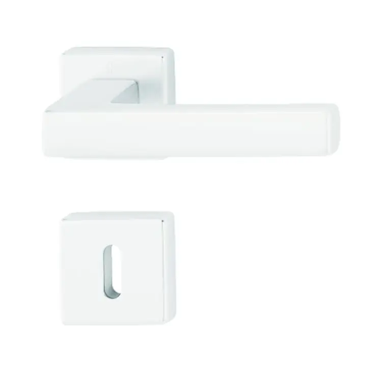 Maniglia Toulon Hoppe per porta interna, rosetta e bocchetta quadra foro Patent, quadro 8 mm, spessore porta 37-47 mm, Alluminio finitura Bianco Traffico F9016 Finale Uitverkoop