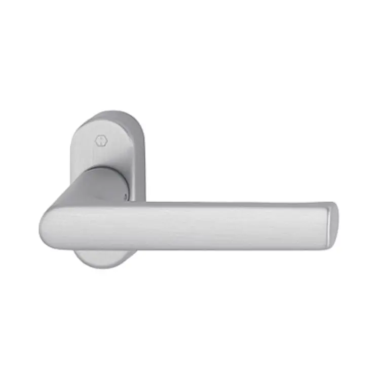 Premium Maniglia Hamburg Hoppe per porta profilo, con rosetta senza bocchetta, quadro 8 mm, spessore porta 65-75 mm, Alluminio finitura Cromo Satinato F94-1