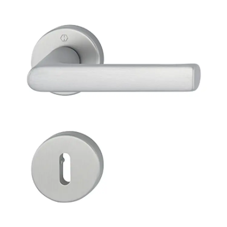 Maniglia Hamburg Hoppe per porta interna, rosetta e bocchetta tonda foro Patent, quadro 8 mm, spessore porta 35-45 mm, Alluminio finitura Cromo Satinato F94-1 Koop Online