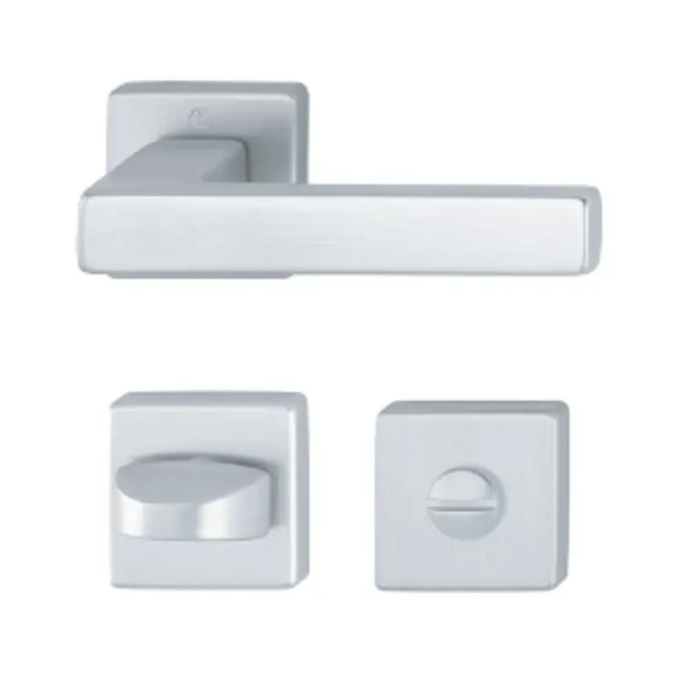 Finale Uitverkoop Maniglia Austin Hoppe per porta interna, rosetta e nottolino Wc, quadro 8 mm, spessore porta 37-47 mm, Alluminio finitura Cromo Satinato F94-1