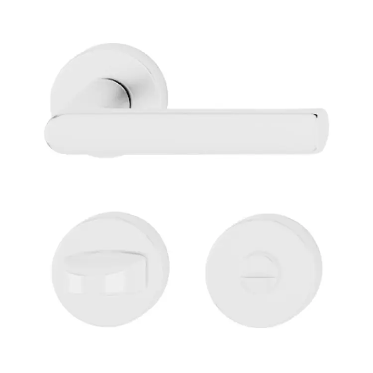 Maniglia Hamburg Hoppe per porta interna, rosetta e nottolino Wc, quadro 8 mm, spessore porta 37-42 mm, Alluminio finitura Bianco Traffico Opaco F9016M Koopje