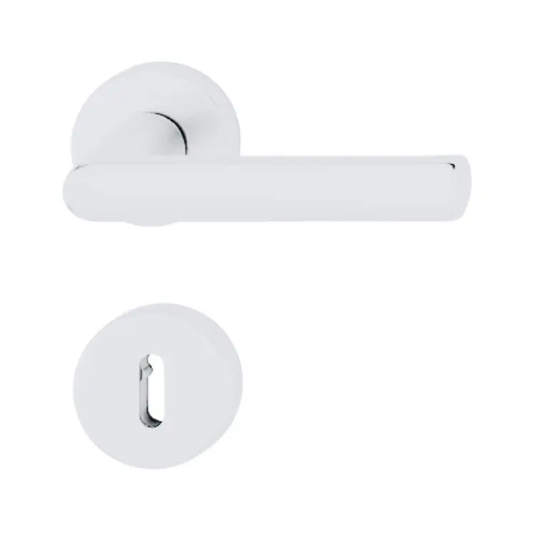 Seizoensaanbieding Maniglia Hamburg Hoppe per porta interna, rosetta e bocchetta tonda foro Patent, quadro 8 mm, spessore porta 35-45 mm, Alluminio finitura Bianco Traffico Opaco F9016M