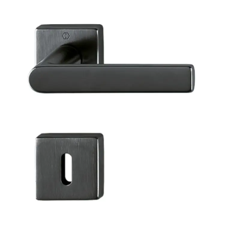 Voordeelprijs Maniglia Los Angeles Hoppe per porta interna, rosetta e bocchetta quadra foro Patent, quadro 8 mm, spessore porta 37-52 mm, Ottone finitura Nero Satinato Resista F96-1-R