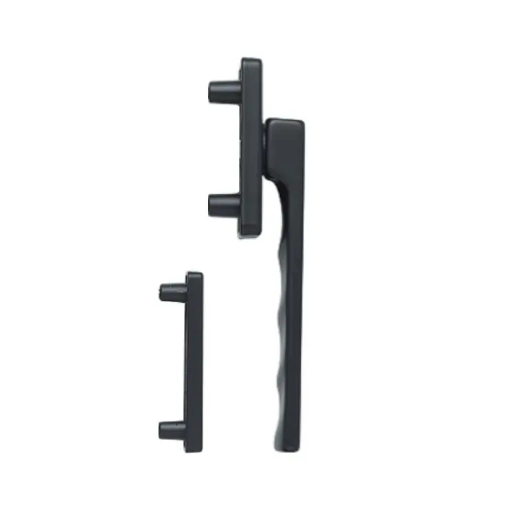 Maniglia martellina Toulon Hoppe per porta balcone, con rosetta e bocchetta rettangolare yale, impugnatura ribassata, Alluminio finitura Nero Opaco F9714M Goedkoop