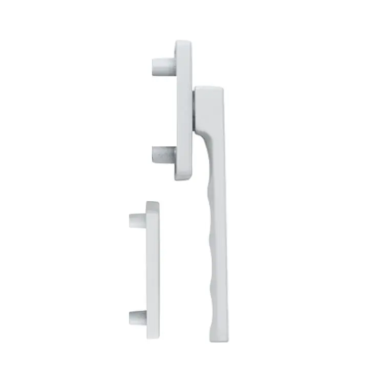 Bestel Nu Maniglia martellina Toulon Hoppe per porta balcone, con rosetta e bocchetta rettangolare yale, impugnatura ribassata, Alluminio finitura Bianco Traffico F9016