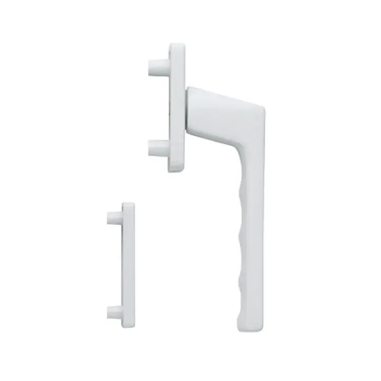 Maniglia martellina Toulon Hoppe per porta balcone, impugnatura esterna con rosetta e bocchetta rettangolare yale, Alluminio finitura Bianco Traffico F9016 Express Levering