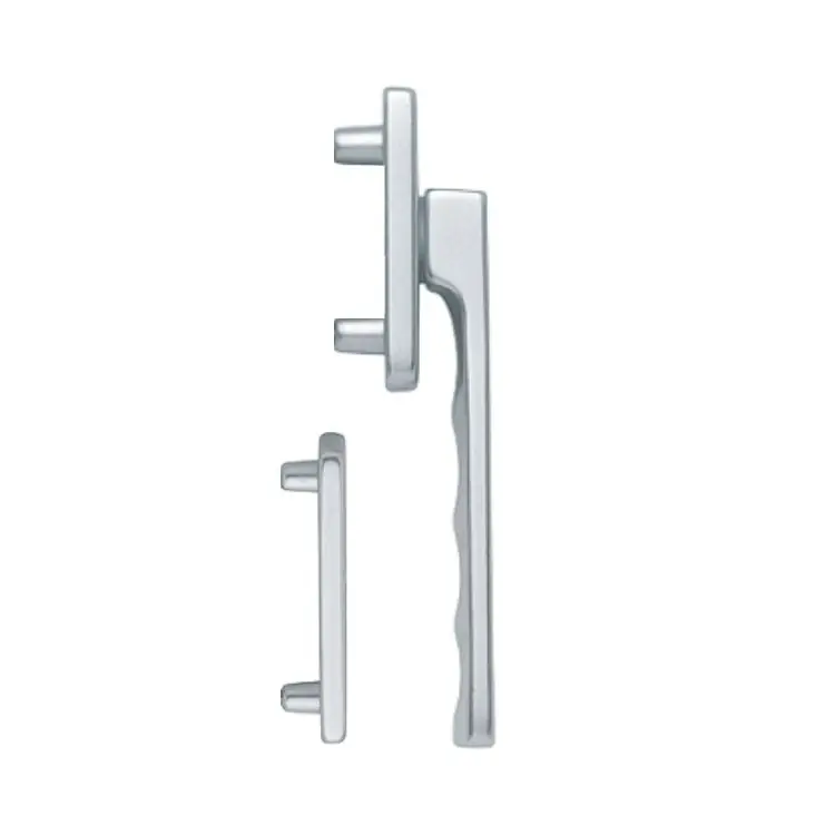 Maniglia martellina Toulon Hoppe per porta balcone, con rosetta e bocchetta rettangolare yale, impugnatura ribassata, Alluminio finitura Argento F1 Dagaanbieding