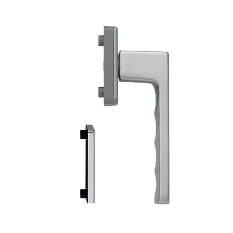 Exclusieve Aanbieding Maniglia martellina Toulon Hoppe per porta balcone, impugnatura interna con rosetta e bocchetta rettangolare yale, Alluminio finitura Titanio F9
