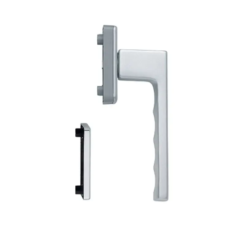 Maniglia martellina Toulon Hoppe per porta balcone, impugnatura interna con rosetta e bocchetta rettangolare yale, Alluminio finitura Argento F1 Nieuw