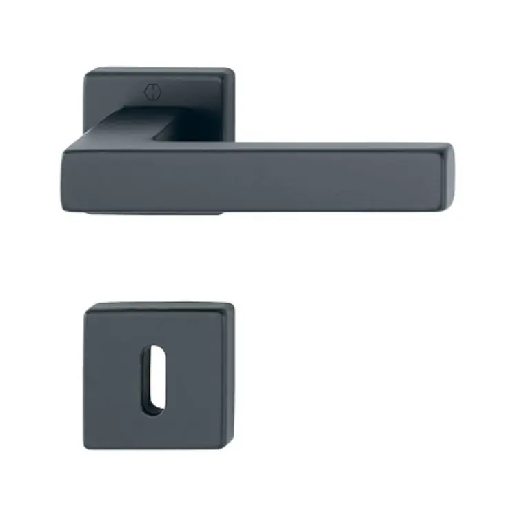 Beperkte Voorraad Maniglia Austin Hoppe per porta interna, rosetta e bocchetta quadra foro Patent, quadro 8 mm, spessore porta 37-47 mm, Alluminio finitura Nero Opaco F9714M