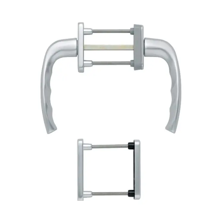 Betrouwbaar Maniglia Martellina DK New York Hoppe per porta balcone, con rosetta e bocchetta ovale Yale, quadro 7 da 83-93 mm, Alluminio finitura Argento F1