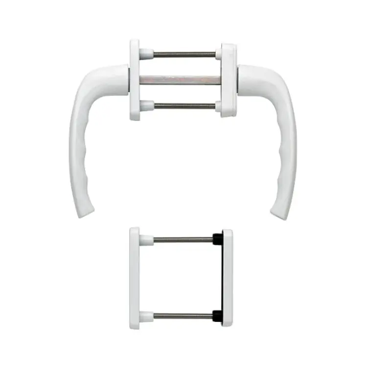 Aanbieding Maniglia Martellina DK New York Hoppe per porta balcone, con rosetta e bocchetta ovale Yale, quadro 7 da 83-93 mm, Alluminio finitura Bianco Traffico F9016