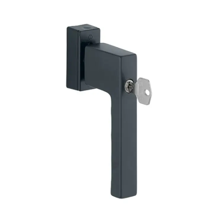 Maniglia martellina Dk Toulon Hoppe per serramento con chiave Secuforte e Variofit, 8 scatti, lunghezza quadro 7x32-45 mm, Alluminio finitura Nero Opaco F9714M Speciale Aanbieding