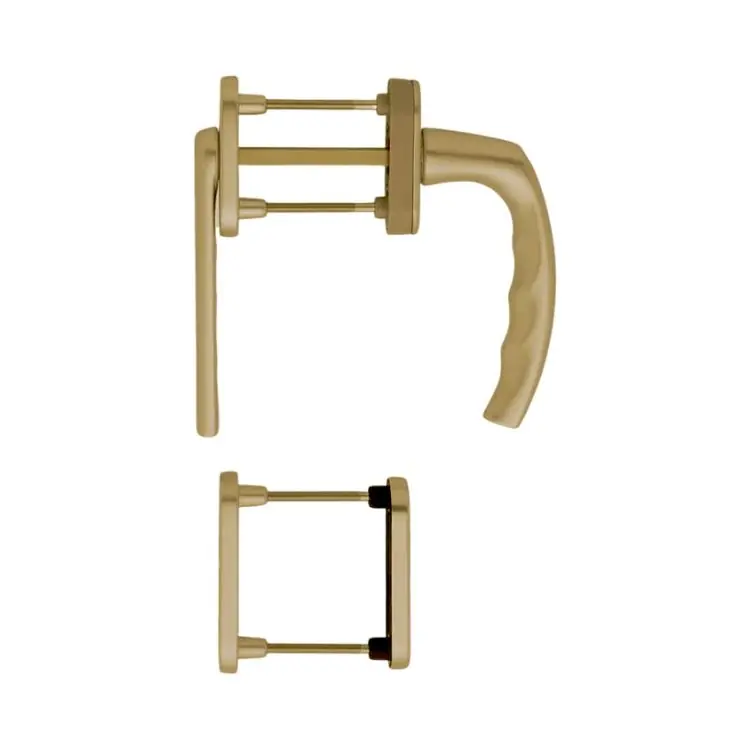 Maniglia martellina DK Atlanta Hoppe per porta balcone, con rosetta e bocchetta ovale Yale, impugnatura ribassata, spessore porta 88-93 mm, Alluminio finitura Bronzo F4 Gecertificeerd