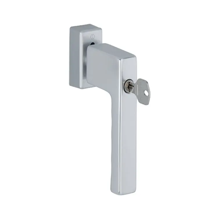 Maniglia martellina Dk Toulon Hoppe per serramento con chiave Secuforte e Variofit, 8 scatti, lunghezza quadro 7x32-45 mm, Alluminio finitura Argento F1 Op = Op
