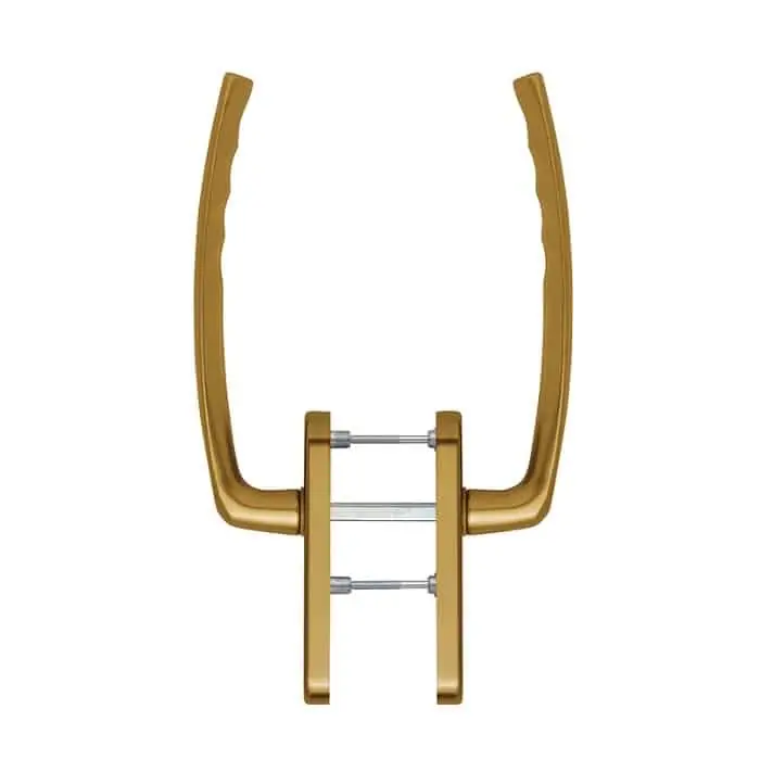 Lage Kosten Maniglione a coppia Atlanta Hoppe per alzante scorrevole, versione foro Yale, spessore porta 75-80 mm, Alluminio finitura Bronzo F4