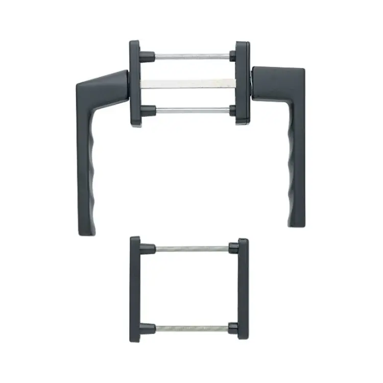 Maniglia Martellina DK Toulon Hoppe per porta balcone, con rosetta e bocchetta rettangolare Yale, quadro 7 da 63-73 mm, Alluminio finitura Nero Opaco F9714M Laatste Versie