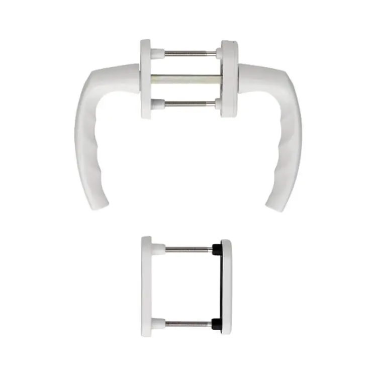 Maniglia Martellina DK Atlanta Hoppe per porta balcone, con rosetta e bocchetta ovale Yale, quadro 7 da 88-93 mm, Alluminio finitura Bianco Traffico Betaalbaar