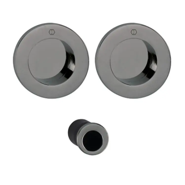 Hete Deal Maniglia Spazio Kit 5 Hoppe per porte scorrevoli, serie tonda diametro 48 mm, versione foro cieco, Ottone finitura Antracite Lucido F97-R