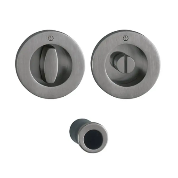 Maniglia Spazio Kit 2 Hoppe per porta scorrevole, serie tonda diametro 48 mm, versione chiusura Wc, Ottone finitura Antracite Satinato Resista F97-1-R Beperkt Aanbod