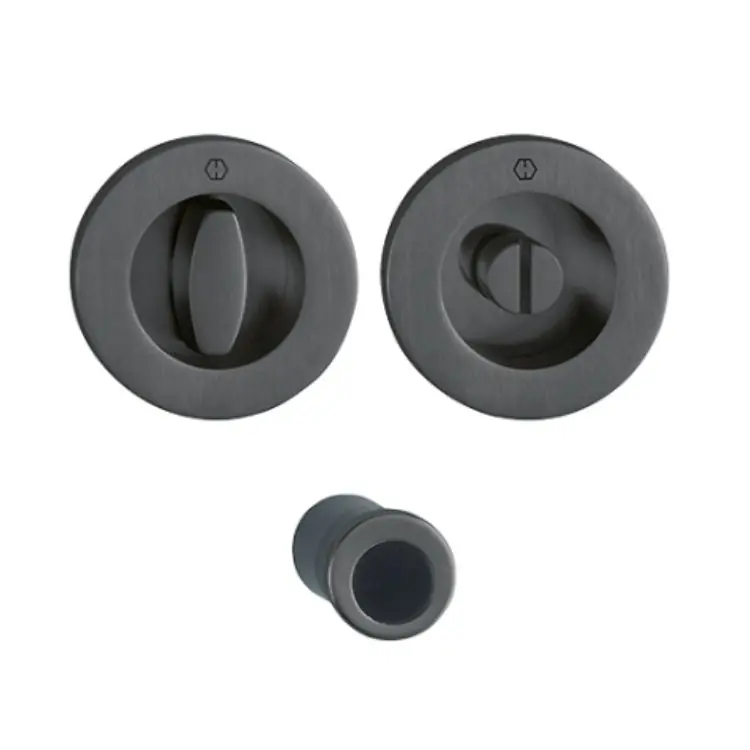 Beste Prijs Maniglia Spazio Kit 2 Hoppe per porta scorrevole, serie tonda diametro 48 mm, versione chiusura Wc, Ottone finitura Nero Satinato F96-1-R